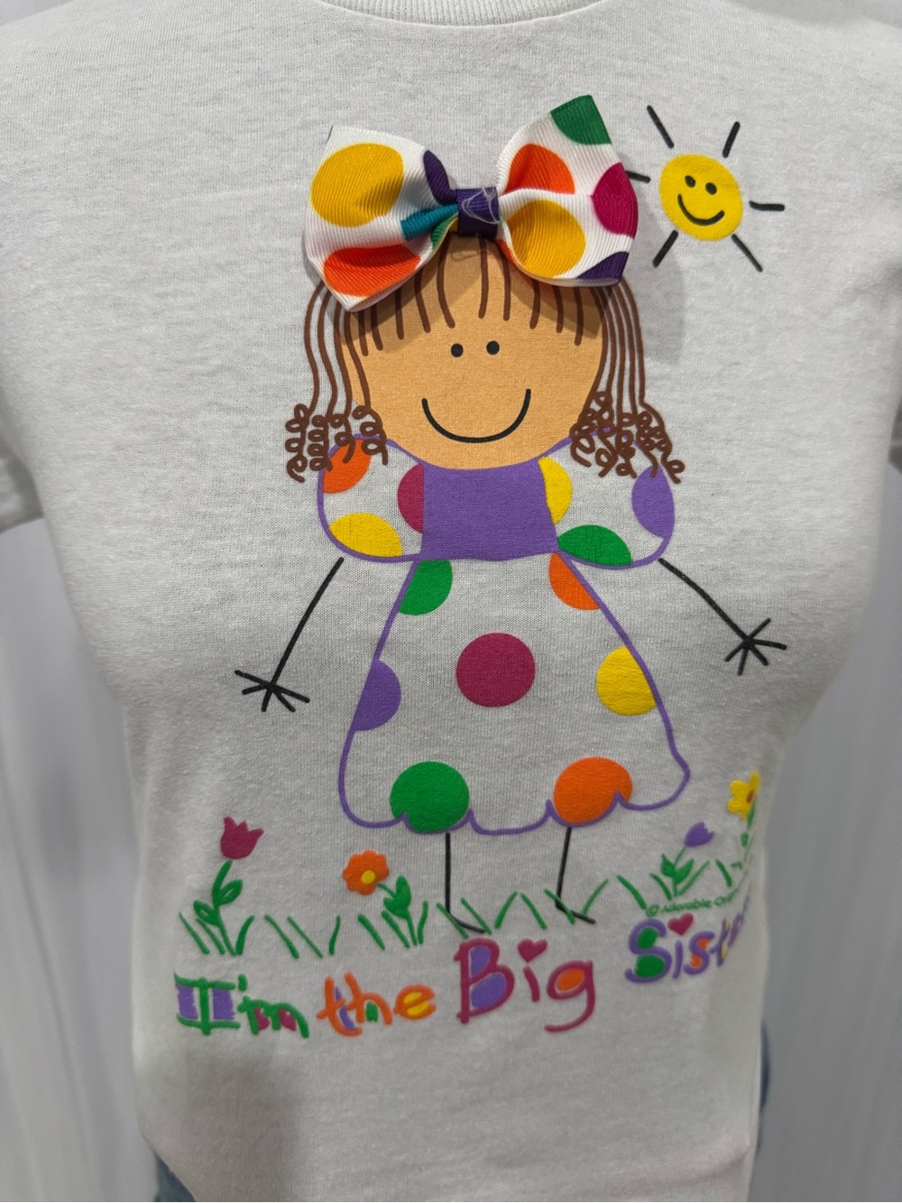 Kids White 'I'm the Big Sister' Polka Dot Short Sleeve Tee